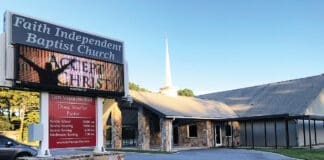 Conference Church Front With Sign